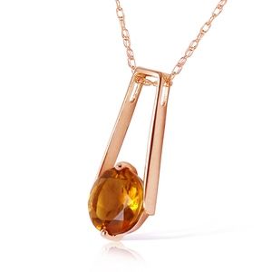 14K. SOLID GOLD NECKLACE WITH NATURAL CITRINE